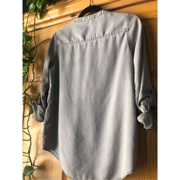 Express Womens Gray Lace Up Front Tassel Long Sleeve Shirt Top Size P/S - Picture 5 of 10